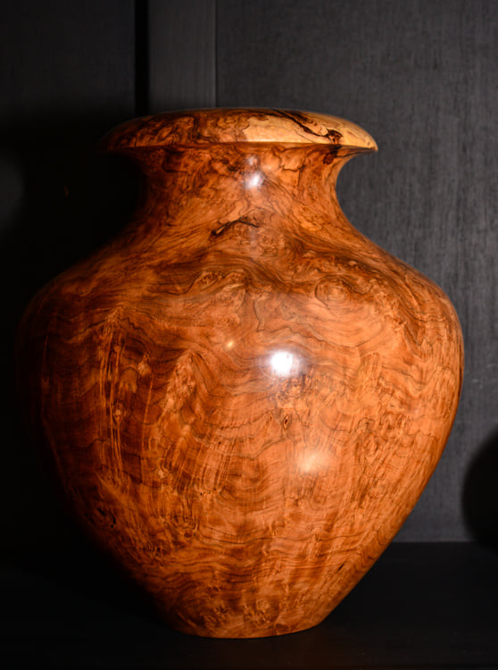 a well-crafted wooden vase